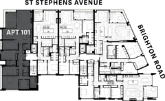 Floor Plate - Apartment 101 - One Saint Stephens, Parnell, Auckland