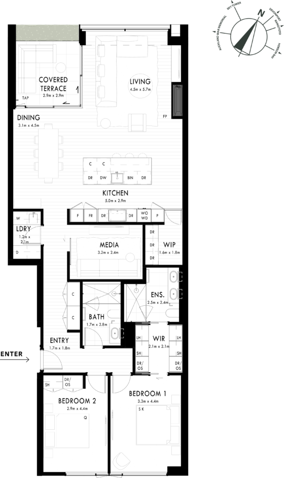 Floor Plan - Apartment 102 - One Saint Stephens, Parnell, Auckland