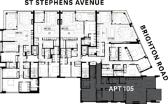 Floor Plate - Apartment 105 - One Saint Stephens, Parnell, Auckland