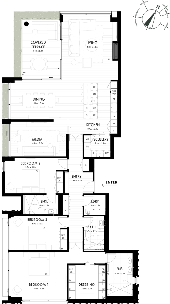 Floor Plan - Apartment 201 - One Saint Stephens, Parnell, Auckland