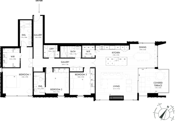Floor Plan - Apartment 205 - One Saint Stephens, Parnell, Auckland