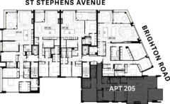 Floor Plate - Apartment 205 - One Saint Stephens, Parnell, Auckland