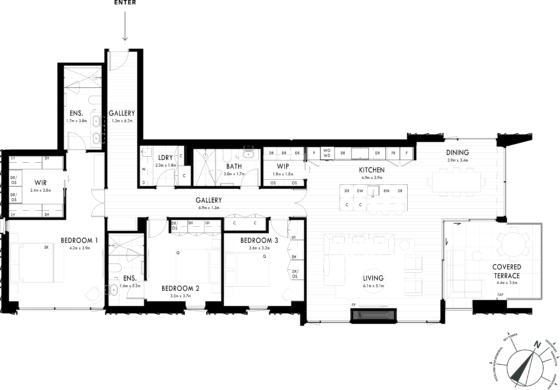 Floor Plan - Apartment 405 - One Saint Stephens, Parnell, Auckland