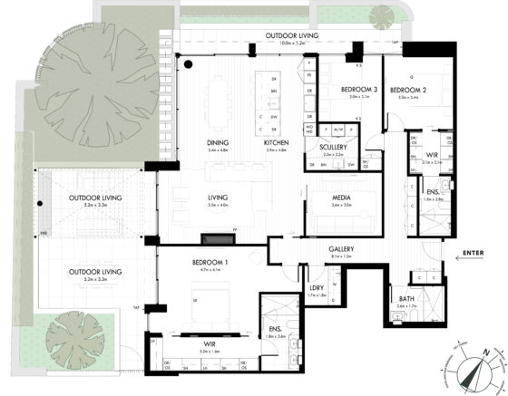 Floor Plan - Apartment G01 - One Saint Stephens, Parnell, Auckland