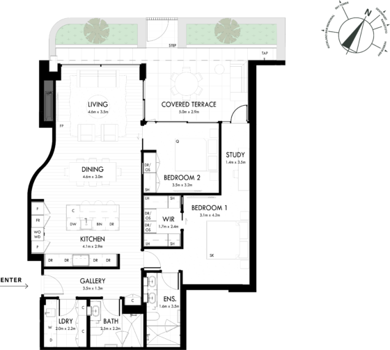 Floor Plan - Apartment G02 - One Saint Stephens, Parnell, Auckland