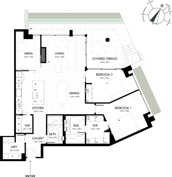 Floor Plan - Apartment G03 - One Saint Stephens, Parnell, Auckland