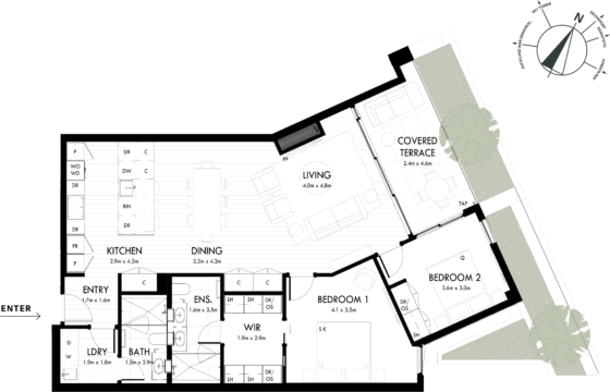 Floor Plan - Apartment G04 - One Saint Stephens, Parnell, Auckland