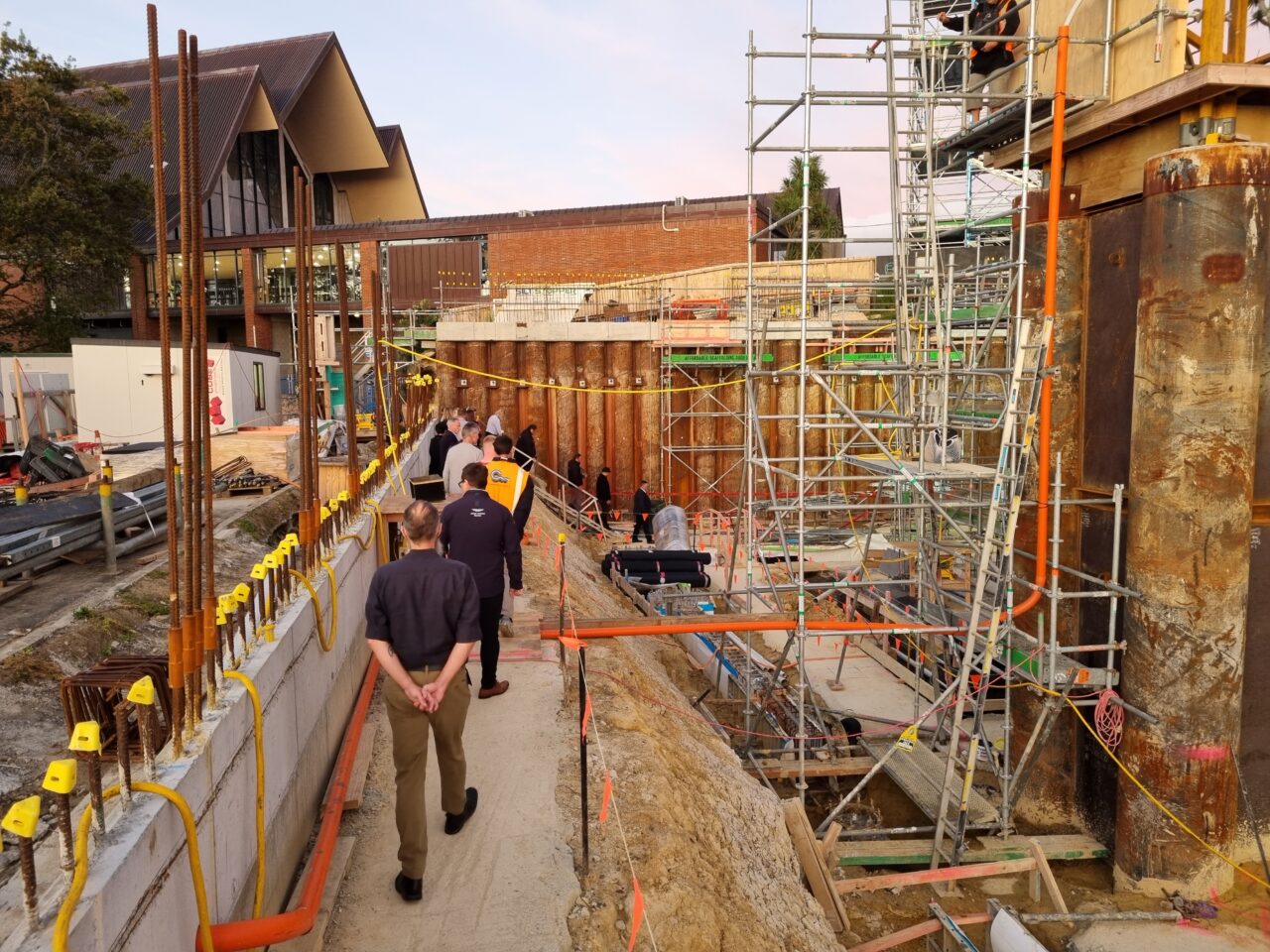 Representatives from Ngāti Whātua Ōrākei led guests from the site entrance, down to the construction base and around its perimeter.