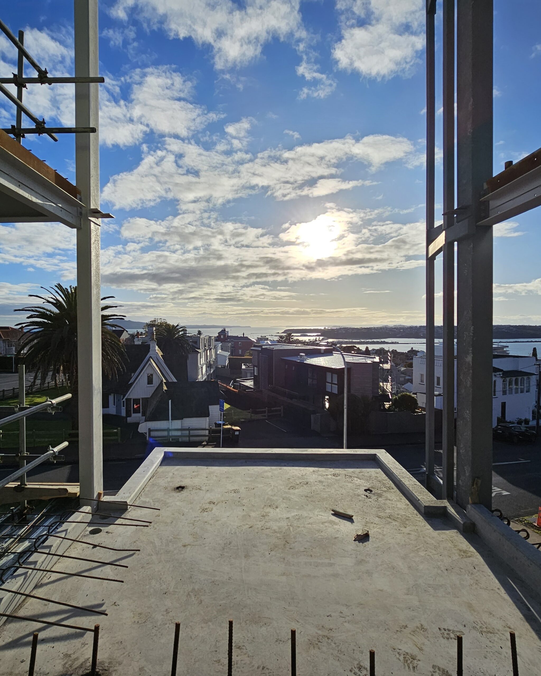 The floor slab of an apartment's balcony.