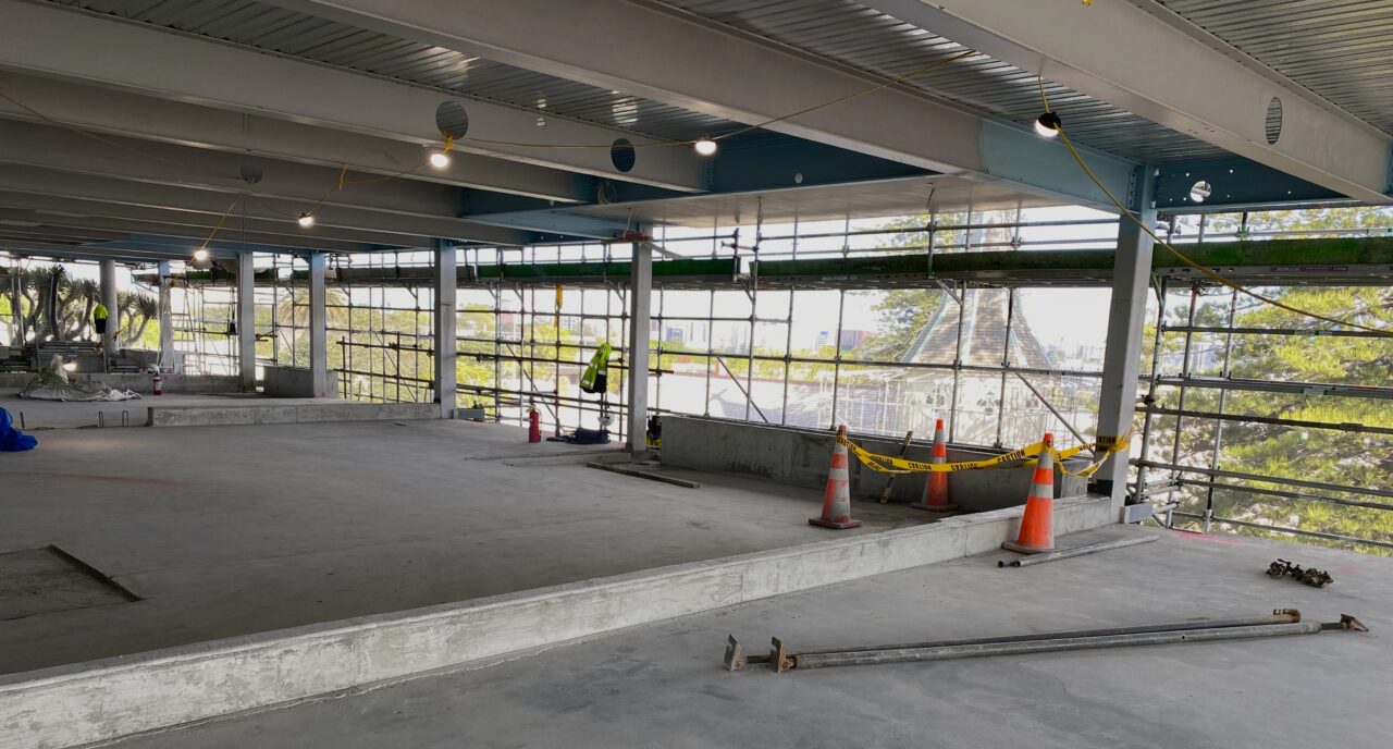 The base of the intertenancy walls on Level 2 of One Saint Stephens